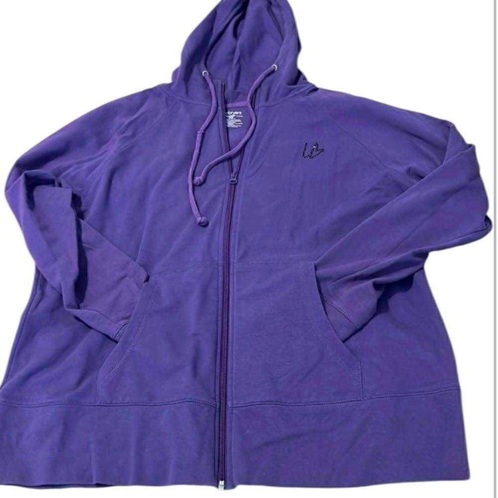 Lane Bryant size 18/20 purple zip front hoodie w/pockets & sequin accents GUC